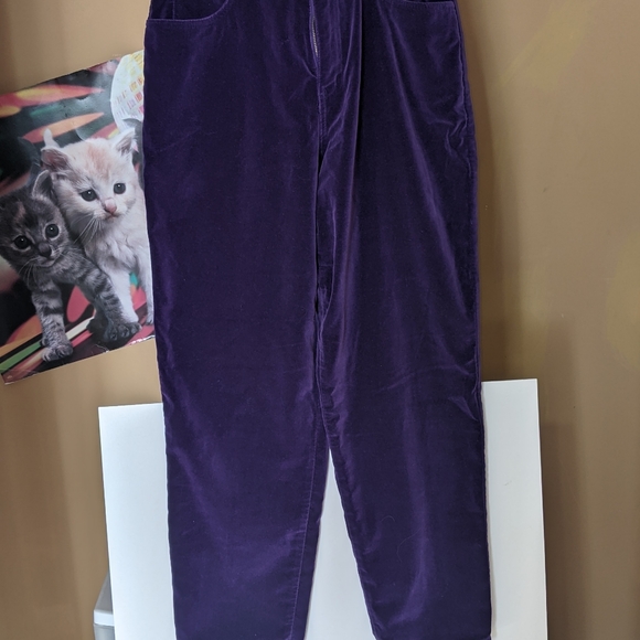 Sigrid Olsen Essentials purple crushed velvet pants. size 10 - Picture 4 of 5